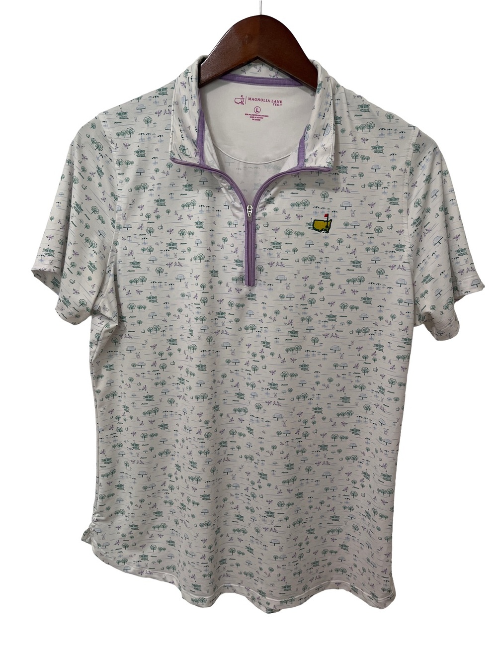 Magnolia Lane Tech Masters Women's L Golf 1/4 Zip Polo Augusta Print